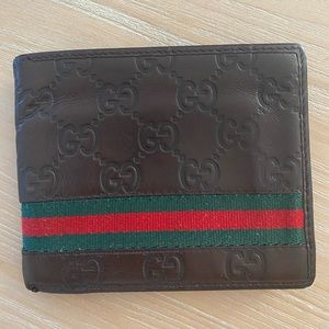 MENS GUCCI BROWN LOGO WALLET